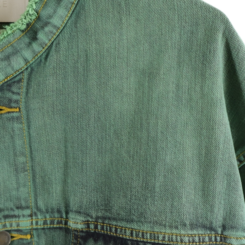 YOKE(ヨーク) 24SS CUT-OFF WIDE DENIM TRUCKER JACKET カットオフワイドデニムトラッカージャケット グリーン YK24SS0694B