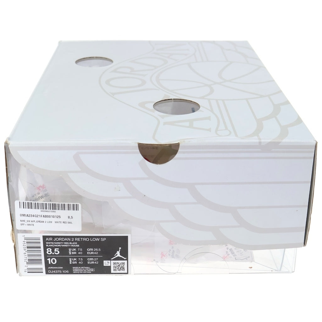 NIKE(ナイキ) ×OFF-WHITE AIR JORDAN 2 RETRO LOW SP オフホワイト エアジョーダン2 ローカットスニーカー ホワイト/レッド US8.5/26.5cm DJ4375-106