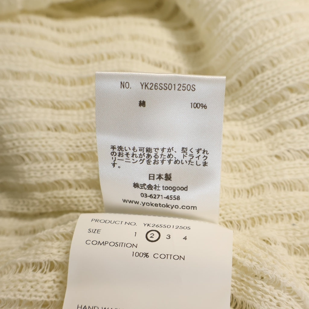 YOKE(ヨーク) 26SS Rib Knit Sheer Shirt リブニットシアー半袖シャツ ホワイト YK26SS01250S
