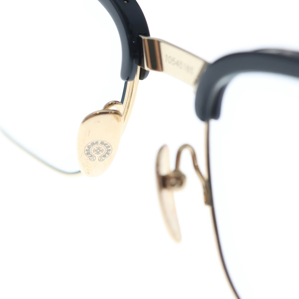 CHROME HEARTS(クロムハーツ) BONENNOISSEUR 2 テンプルCHクロス ハーフリム サングラス アイウェア 眼鏡 ブラック/ゴールド 10545165