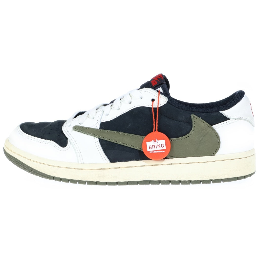 NIKE(ナイキ) ×TRAVIS SCOTT AIR JORDAN 1 LOW トラヴィススコット エアジョーダン1 レザーローカットスニーカー オリーブ/ブラック/ホワイト US12/29cm DZ4137-100