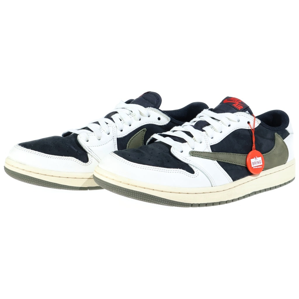 NIKE(ナイキ) ×TRAVIS SCOTT AIR JORDAN 1 LOW トラヴィススコット エアジョーダン1 レザーローカットスニーカー オリーブ/ブラック/ホワイト US12/29cm DZ4137-100