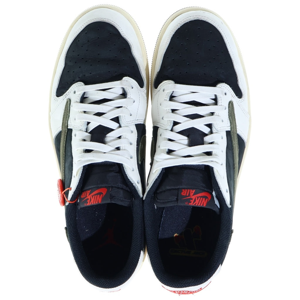 NIKE(ナイキ) ×TRAVIS SCOTT AIR JORDAN 1 LOW トラヴィススコット エアジョーダン1 レザーローカットスニーカー オリーブ/ブラック/ホワイト US12/29cm DZ4137-100