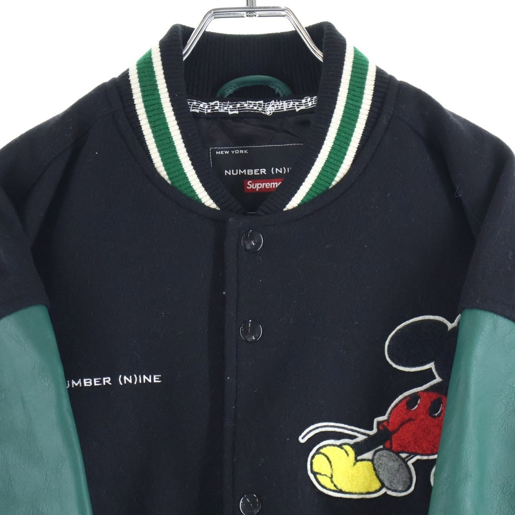 SUPREME(シュプリーム) 25AW ×Number(N)ine Mickey Varsity Jacket ナンバーナイン ミッキー バーシティ ジャケット スタジャン ブラック/グリーン