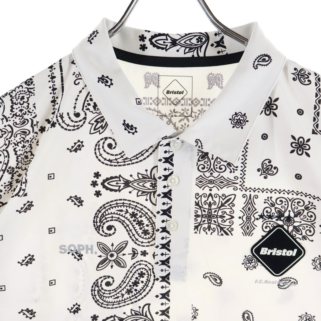F.C.R.B./F.C.Real Bristol/FCRB(エフシーアールビー/エフシーレアルブリストル) 23SS バンダナ柄 ストレッチ 半袖ポロシャツ ホワイト