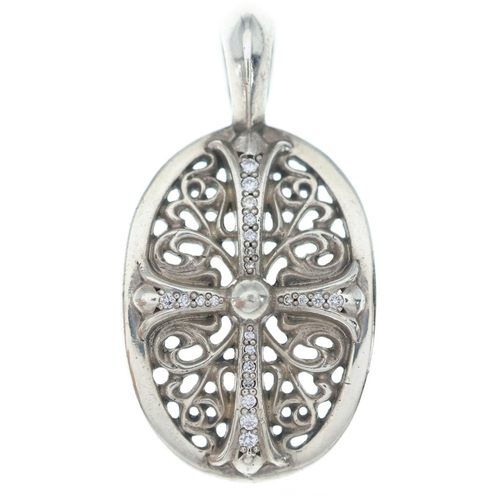 CHROME HEARTS(クロムハーツ) CLSC OVAL P/D クラシックオーバル PAVEダイヤ ペンダントトップ シルバー