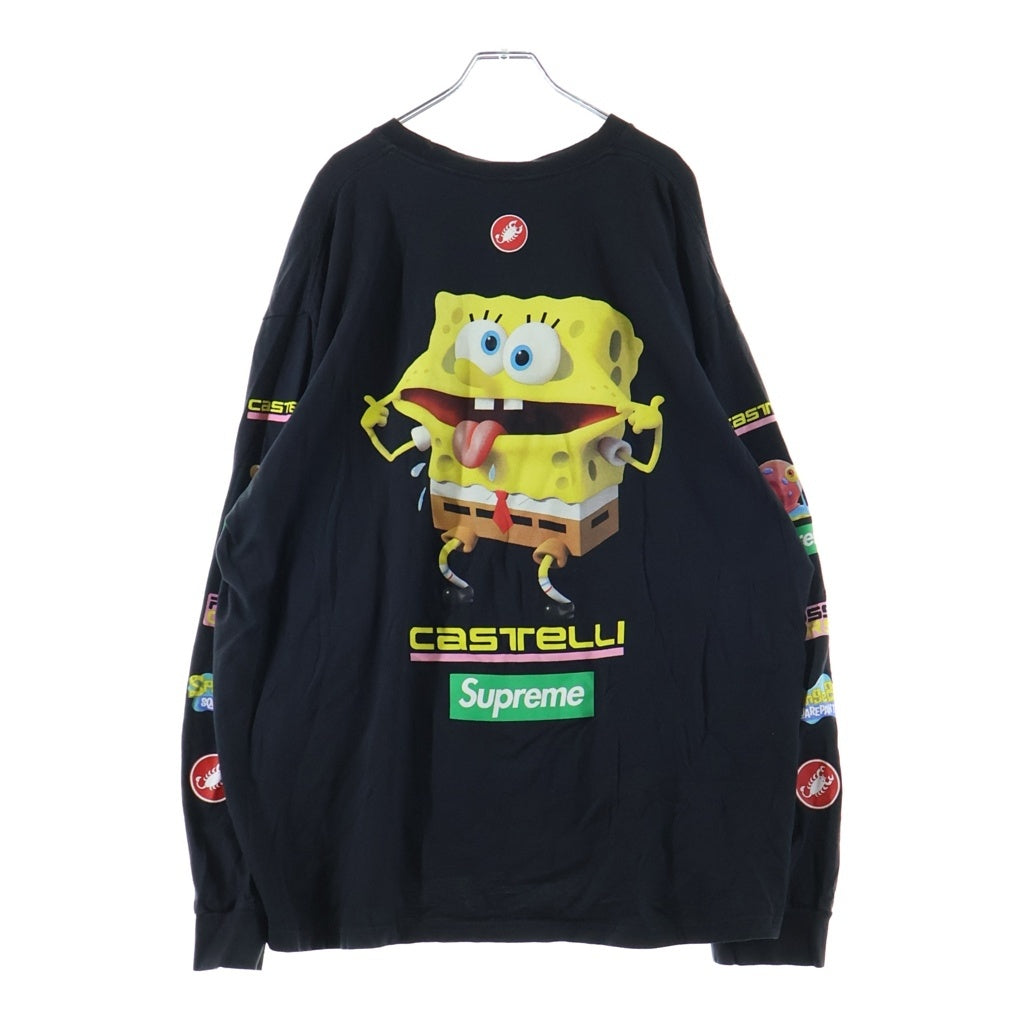 SUPREME(シュプリーム) 25SS SpongeBob Castelli Racing Tee スポンジボブ ボックスロゴ レーシング クルーネック長袖カットソー ブラック