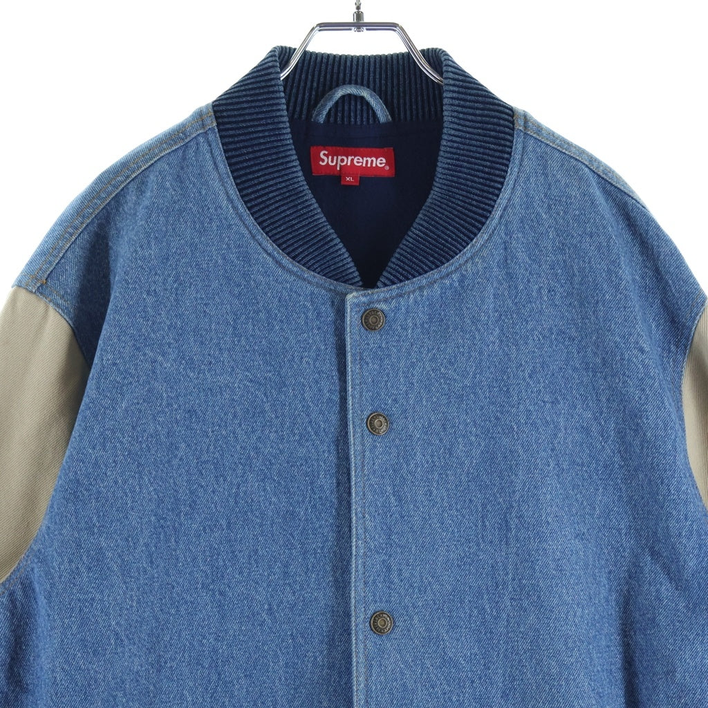SUPREME(シュプリーム) 14AW Denim Twill Varsity Jacket デニムツイルバーシティジャケット インディゴ/ベージュ