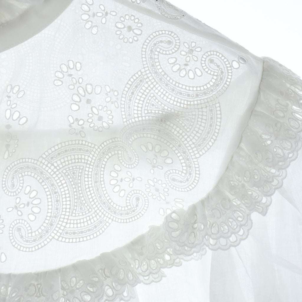 CELINE(セリーヌ) Embroidered Romy Shirt in Cotton Muslin エンブロイダリー ロミーシャツ コットンモスリン レディース ホワイト 2C02B455W