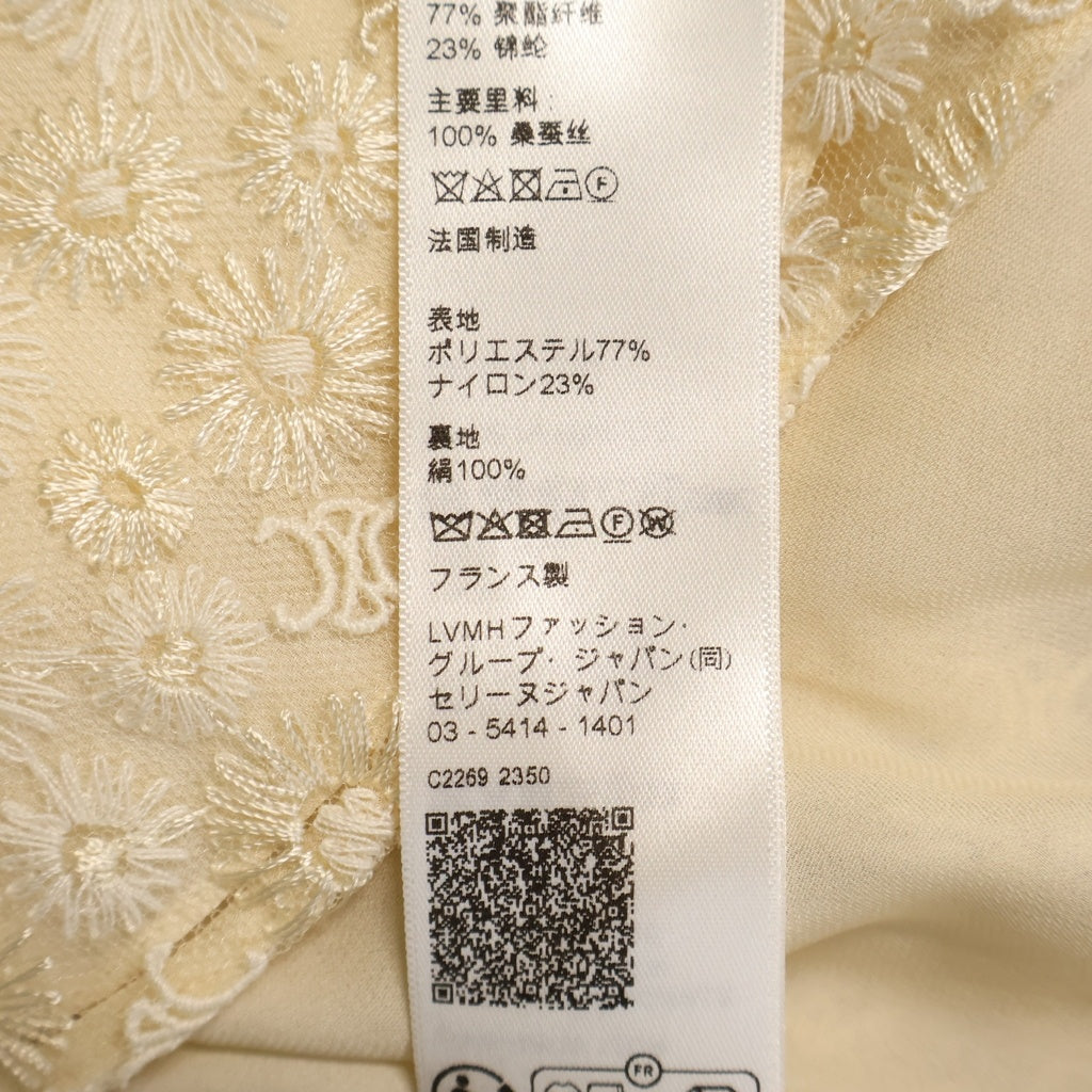 CELINE(セリーヌ) Embroidered Babydoll Mini Dress in Tulle トリオンフ ポリエステル フローラル ベビードール ワンピース アイボリー レディース 2R65J481W