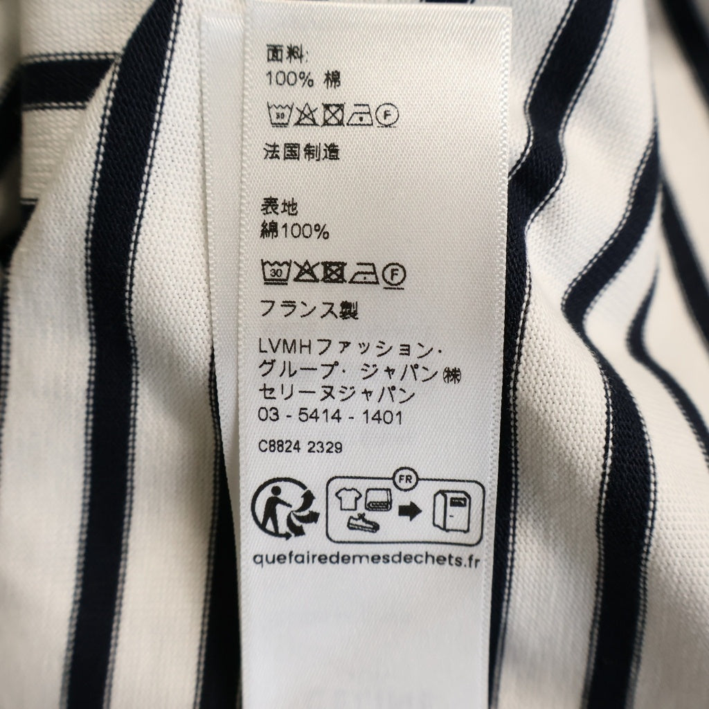 CELINE(セリーヌ) トリオンフ ボーダー スリット 長袖Tシャツ カットソー レディース ホワイト 3ZC8314P