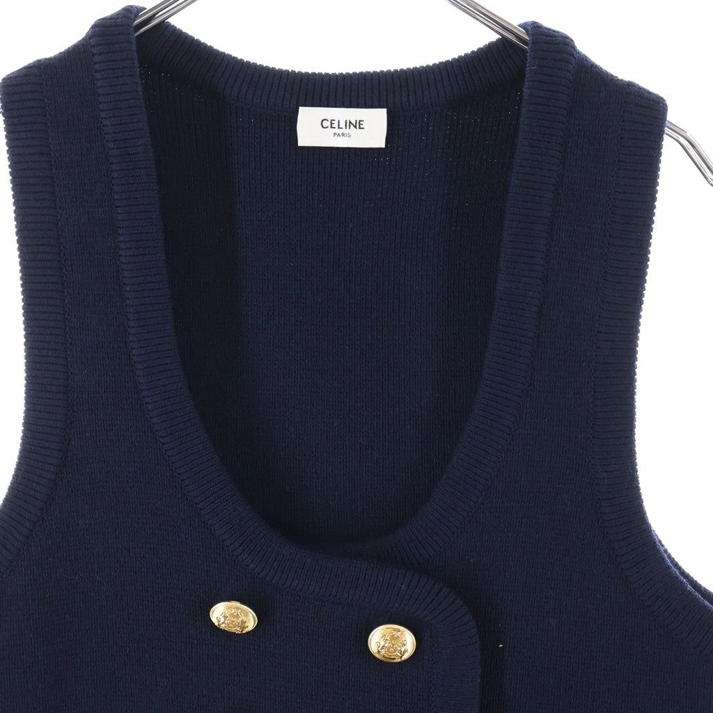 CELINE(セリーヌ) Tunic Mini Dress in Interlock Wool インターロックウール チュニックミニドレス ネイビー レディース 2ADKG864Z