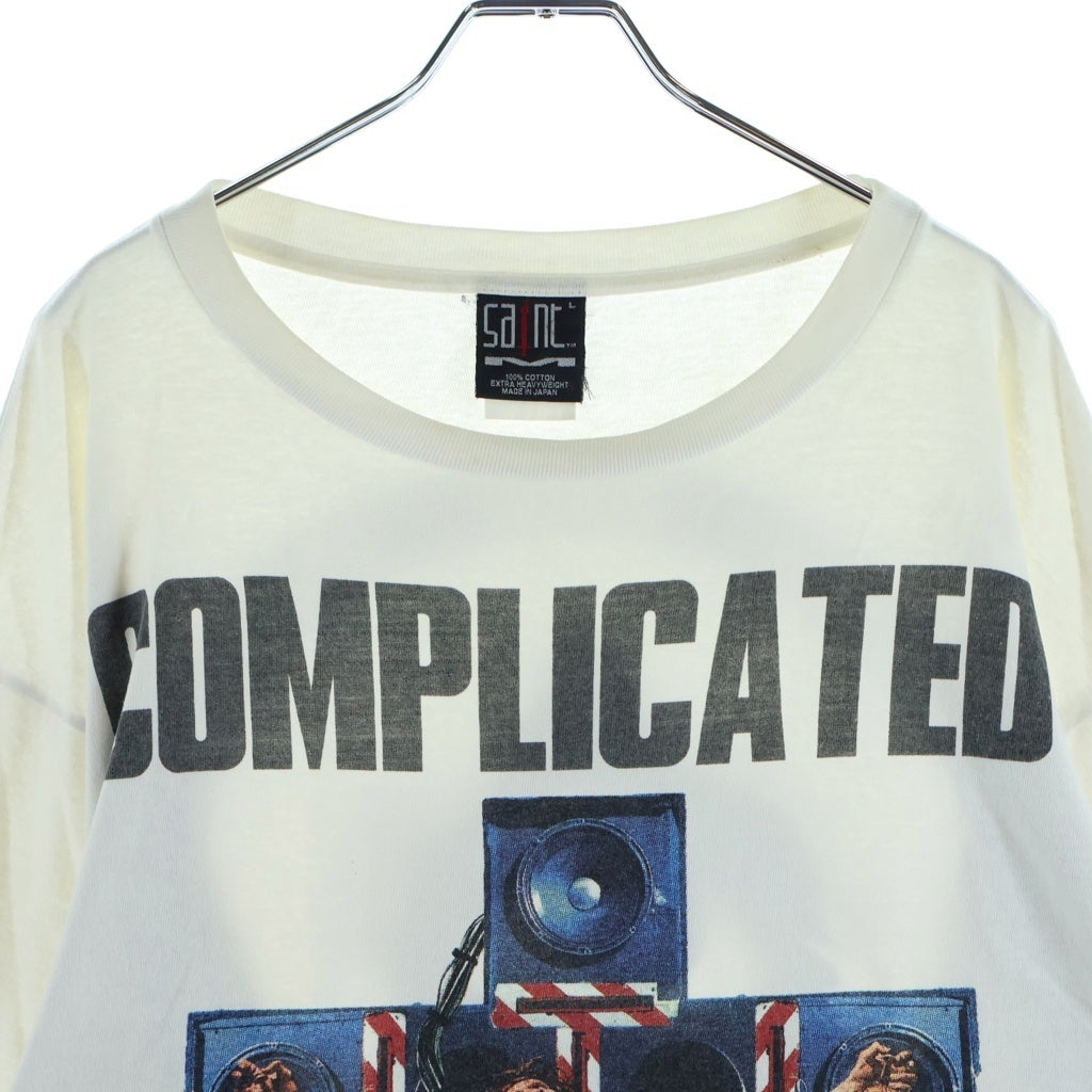 SAINT MICHAEL(セントマイケル) 23AW ×KOSUKE KAWAMURA KK_LS TEE カワムラコウスケ ヴィンテージ加工 ロングスリーブカットソー 長袖Tシャツ ホワイト SM-A23-0000-C19