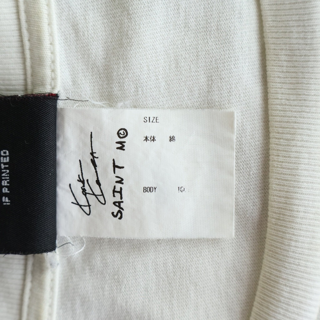 SAINT MICHAEL(セントマイケル) 23AW ×KOSUKE KAWAMURA KK_LS TEE カワムラコウスケ ヴィンテージ加工 ロングスリーブカットソー 長袖Tシャツ ホワイト SM-A23-0000-C19