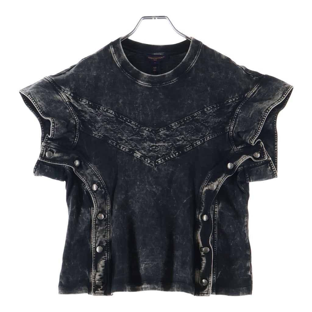 LOUIS VUITTON(ルイヴィトン) 26AW Denim Patchwork T-Shirt デニムパッチワーク 半袖Tシャツ カットソー レディース ブラック 1AKXKM