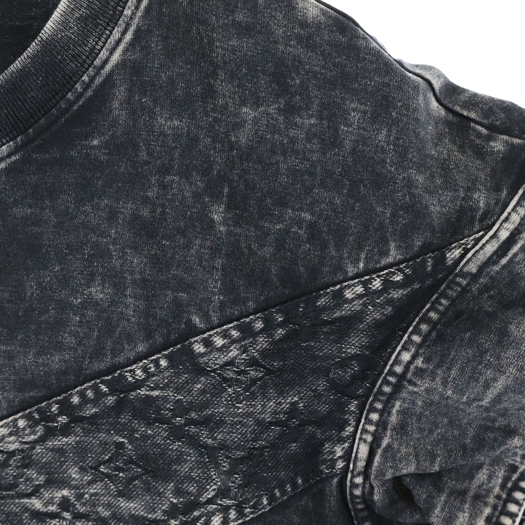 LOUIS VUITTON(ルイヴィトン) 26AW Denim Patchwork T-Shirt デニムパッチワーク 半袖Tシャツ カットソー レディース ブラック 1AKXKM