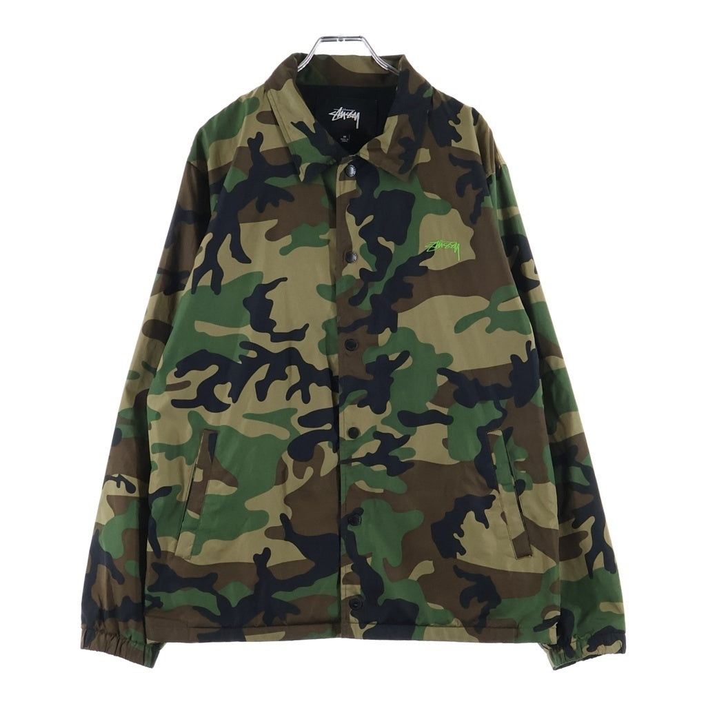 STUSSY(ステューシー) カモフラージュ ナイロン コーチ ジャケット カーキ