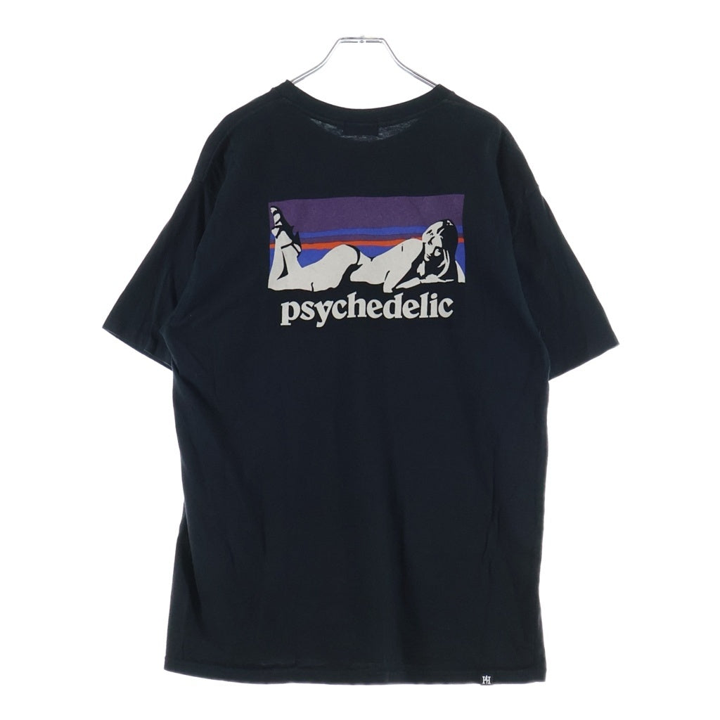 HYSTERIC GLAMOUR(ヒステリックグラマー) Psychedelic フロントロゴ付き クルーネック 半袖Tシャツ カットソー ブラック 02211CT22