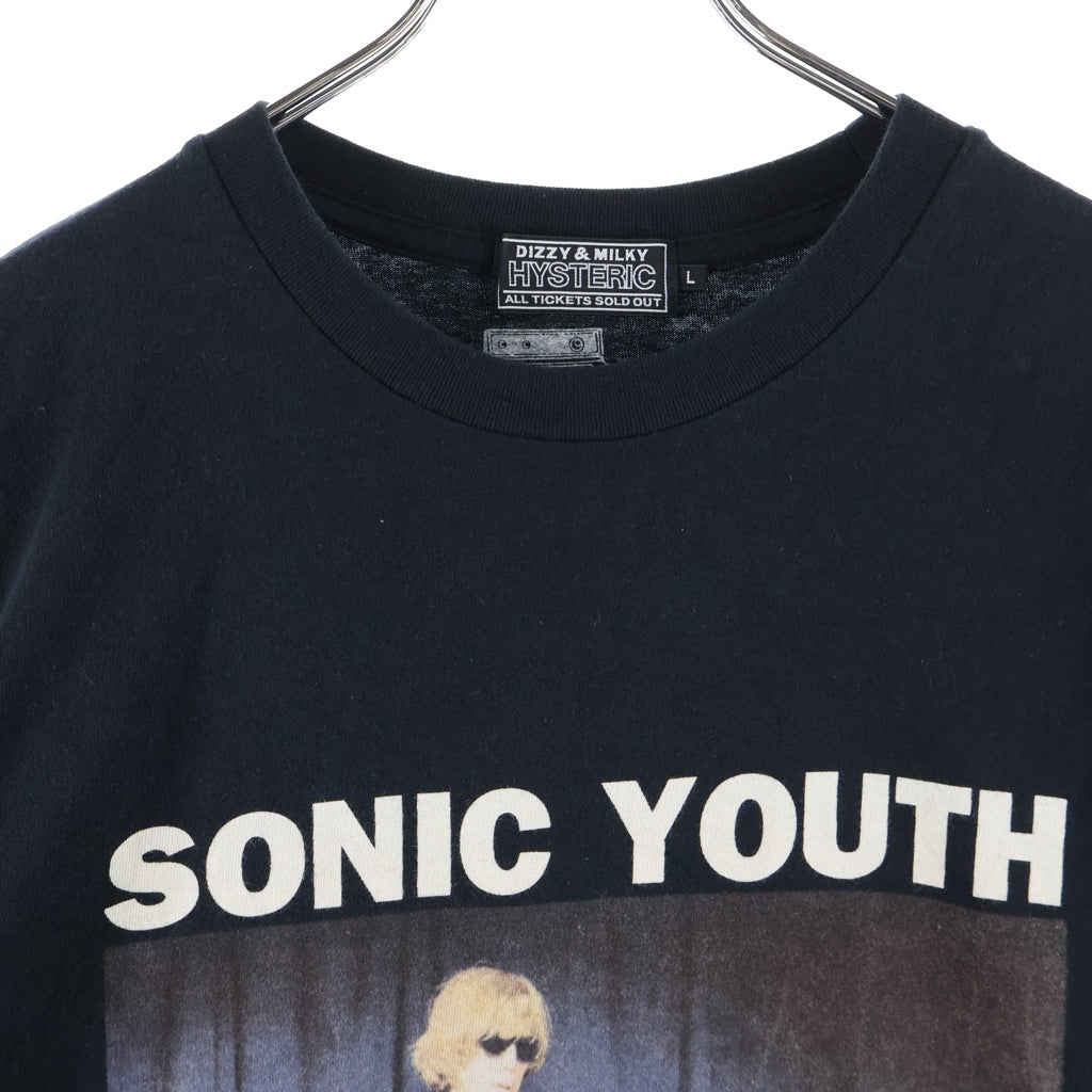HYSTERIC GLAMOUR(ヒステリックグラマー) SONIC YOUTH フロントプリント クルーネック 半袖Tシャツ カットソー ブラック 02241CT31