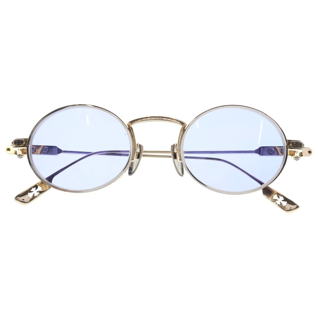 CHROME HEARTS(クロムハーツ) HONEY DIPPED CHクロス オーバルフレーム サングラス アイウェア メガネ ゴールド/ブルー
