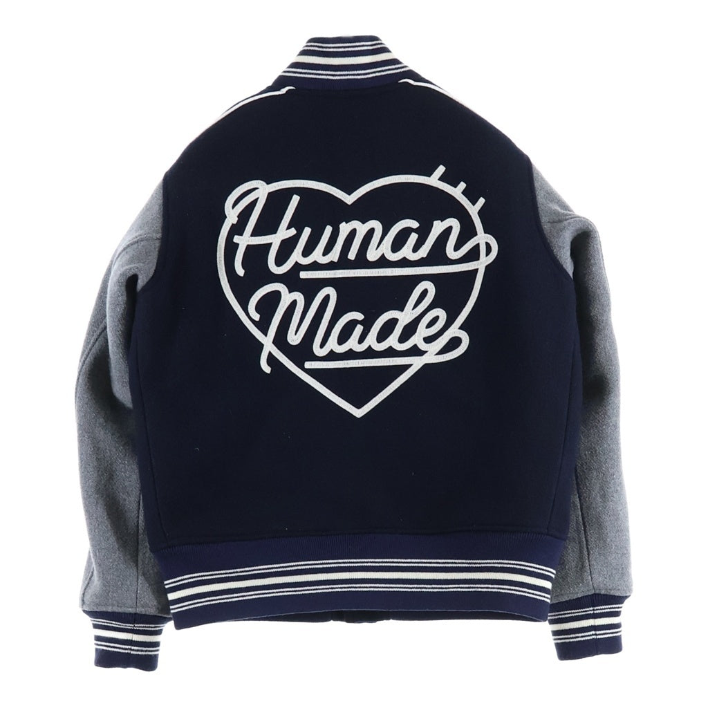 HUMAN MADE(ヒューマンメイド) Varsity Jacket バーシティージャケット アヒル 刺繍ウールスタジャン ネイビー/グレー HM22JK012