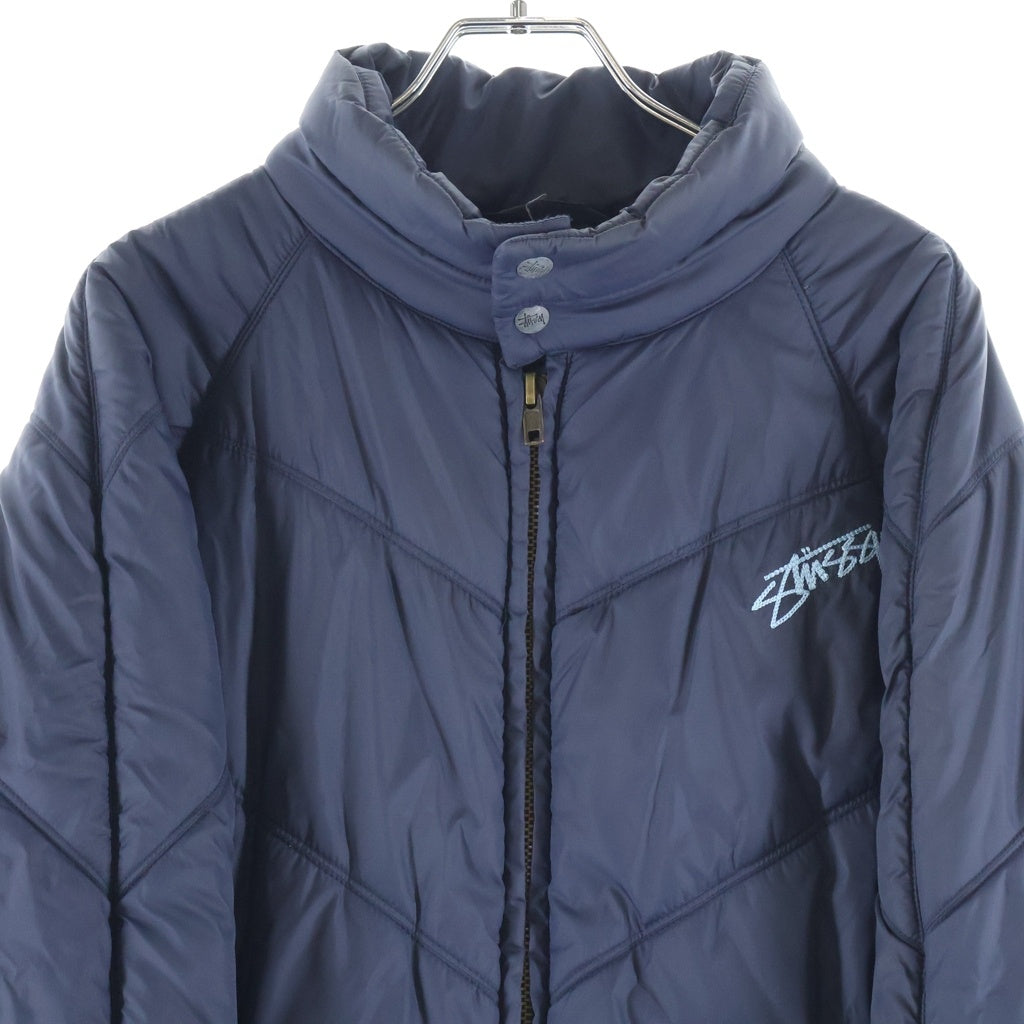 STUSSY(ステューシー) Old Shell Down Jackets オールド シェル Vステッチ ポリエステル ジップアップダウンジャケット ネイビー