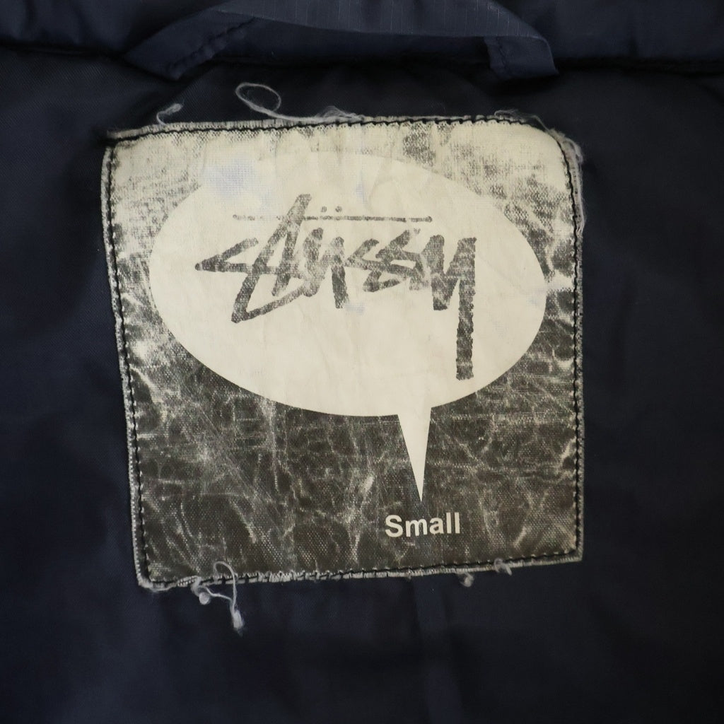 STUSSY(ステューシー) Old Shell Down Jackets オールド シェル Vステッチ ポリエステル ジップアップダウンジャケット ネイビー