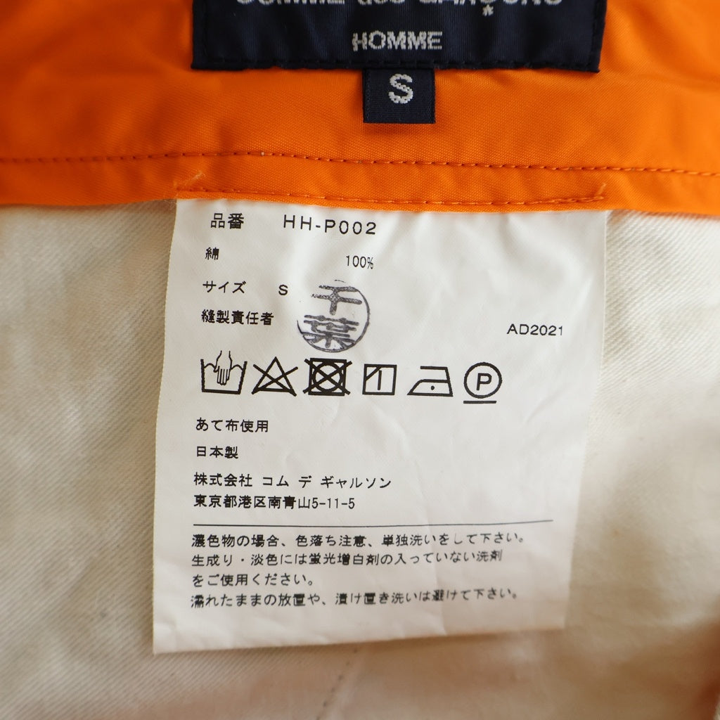 COMME des GARCONS HOMME(コムデギャルソンオム) 21AW コットンワイドチノパンツ スラックスパンツ ベージュ/オレンジ HH-P002