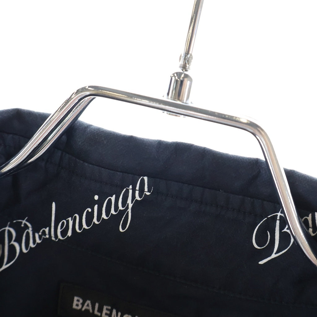 BALENCIAGA(バレンシアガ) 21SS 総柄ロゴ オーバーサイズ 長袖シャツ ネイビー 647363 TJLY7
