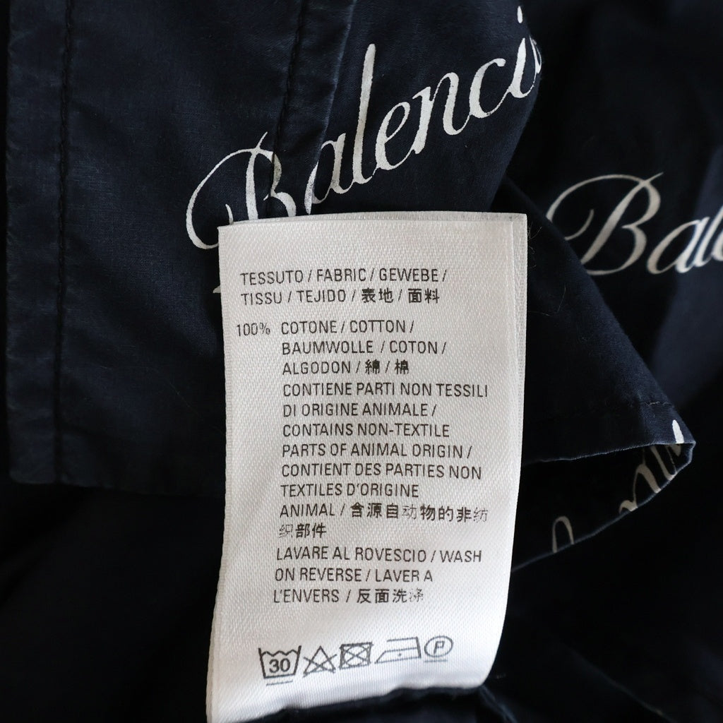 BALENCIAGA(バレンシアガ) 21SS 総柄ロゴ オーバーサイズ 長袖シャツ ネイビー 647363 TJLY7
