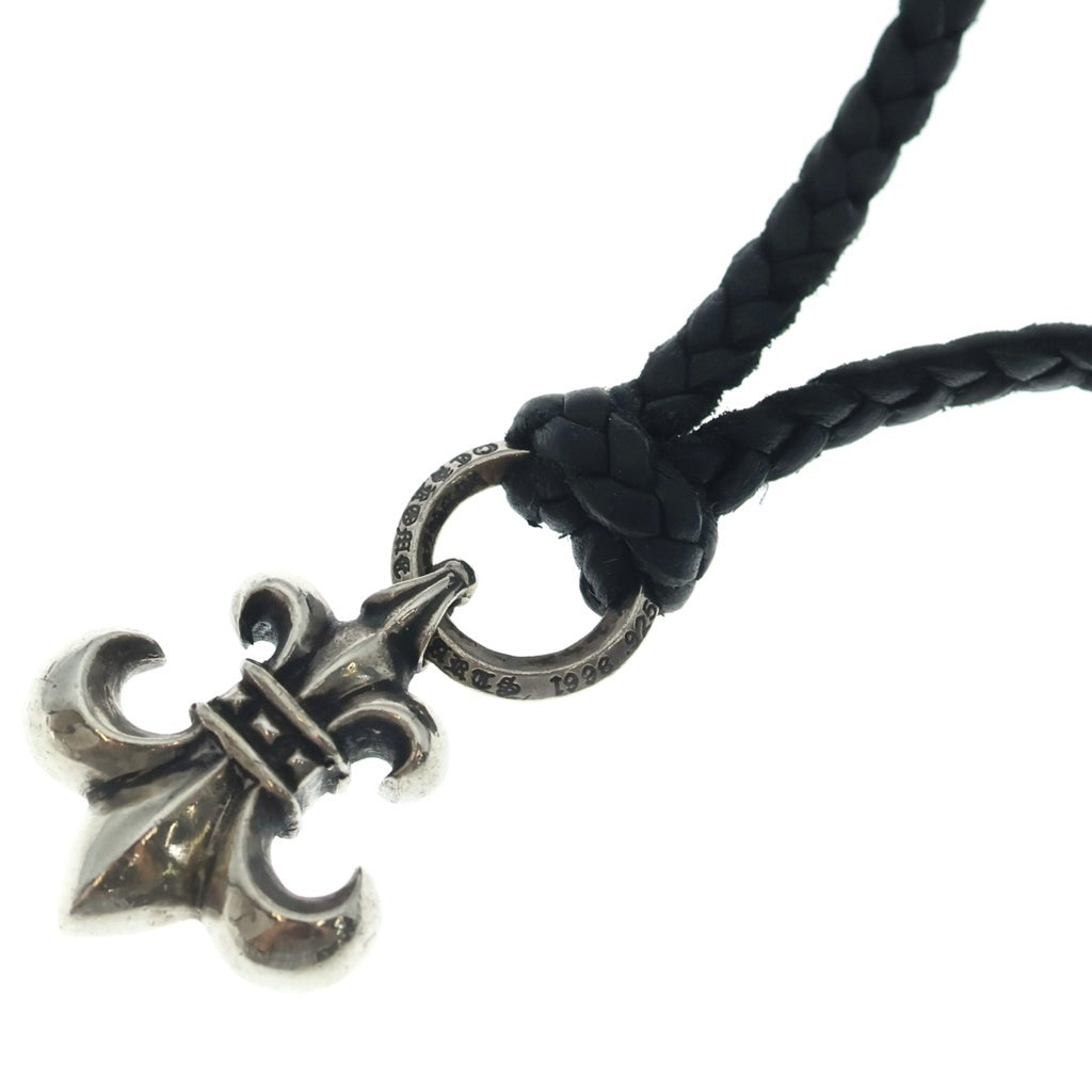 CHROME HEARTS(クロムハーツ) BS FLUER BC BSフレア レザーブレイド ボロチップ ネックレス ブラック/シルバー