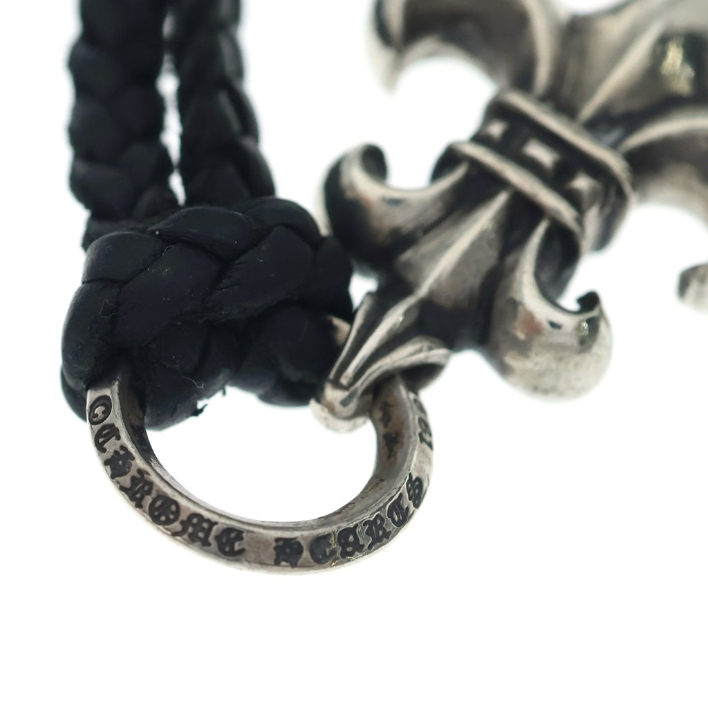 CHROME HEARTS(クロムハーツ) BS FLUER BC BSフレア レザーブレイド ボロチップ ネックレス ブラック/シルバー