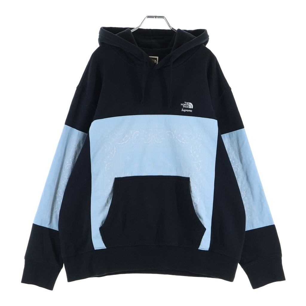 SUPREME(シュプリーム) 22SS ×THE NORTH FACE Bandana Hooded SweatShirt ×ノースフェイス バンダナフーディースウェットシャツ ブラック/ライトブルー パーカー NT022081