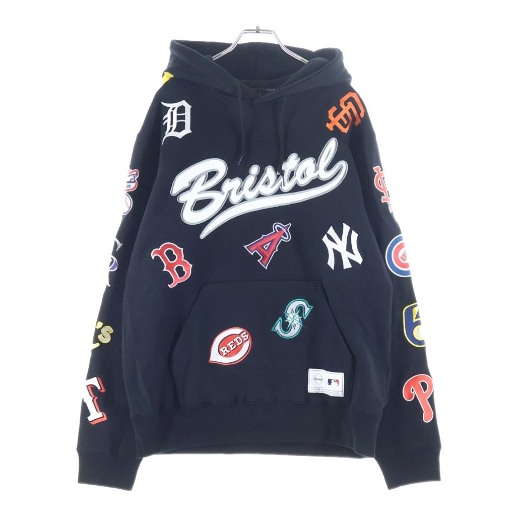 F.C.R.B.(エフシーアールビー) ×MLB TOUR ALL TEAM SWEAT HOODIE ツアー オールチーム スウェットフーディー 刺繍プルオーバーパーカー ブラック FCRB-212018