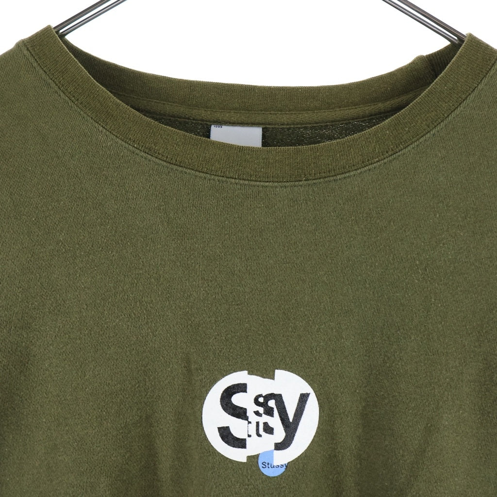 STUSSY(ステューシー) 00S OLD オールド フロントロゴ プリント クルーネックスウェットトレーナー カーキ