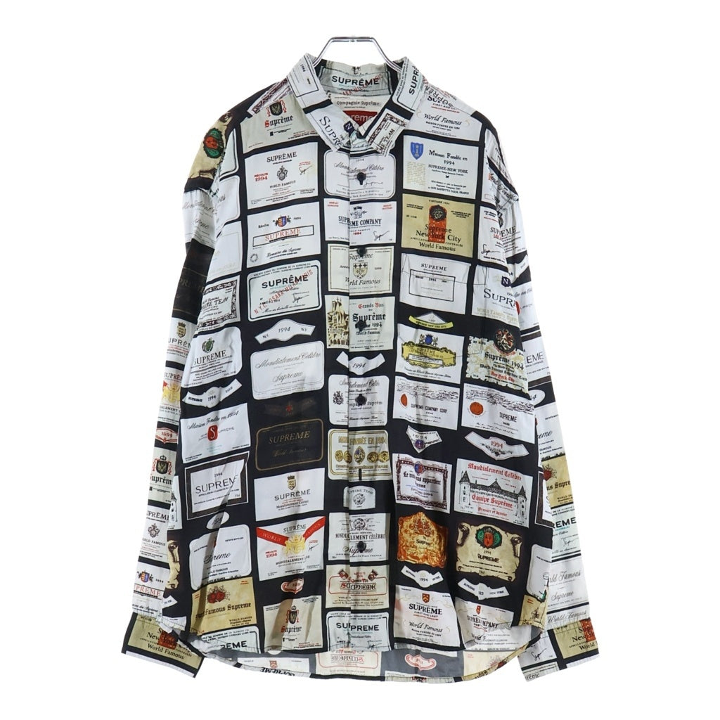 SUPREME(シュプリーム) 24AW Label Shirt ラベルシャツ 長袖総柄シャツ ホワイト