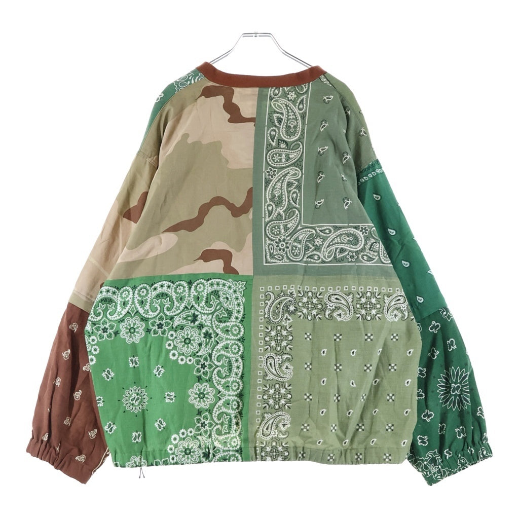 Children of the discordance(チルドレンオブザディスコーダンス) VINTAGE BANDANA PATCHWORK PULLOVER LS ヴィンテージ バンダナパッチワーク Vネックプルオーバー長袖シャツ グリーン COTDSH-123