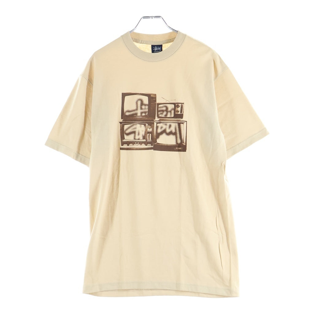STUSSY(ステューシー) 00S OLD デッドストック Television 紺タグ グラフィックプリント クルーネック 半袖Tシャツ カットソー ベージュ