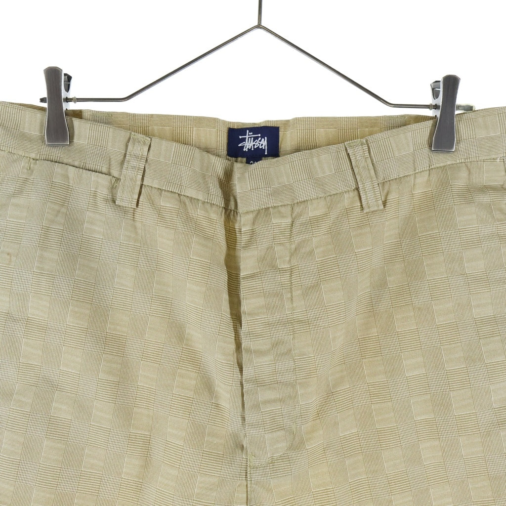 STUSSY(ステューシー) 90S OLD デッドストック 紺タグ チェック柄 ジップフライ ハーフパンツ ベージュ