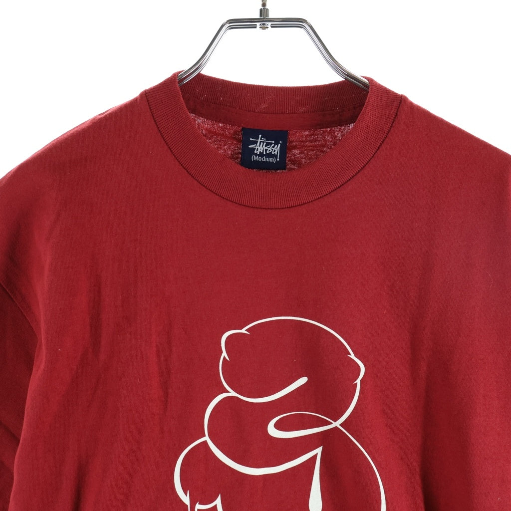 STUSSY(ステューシー) 00S OLD デッドストック 紺タグ ドリップ グラフィックプリント クルーネック半袖Tシャツカットソー レッド