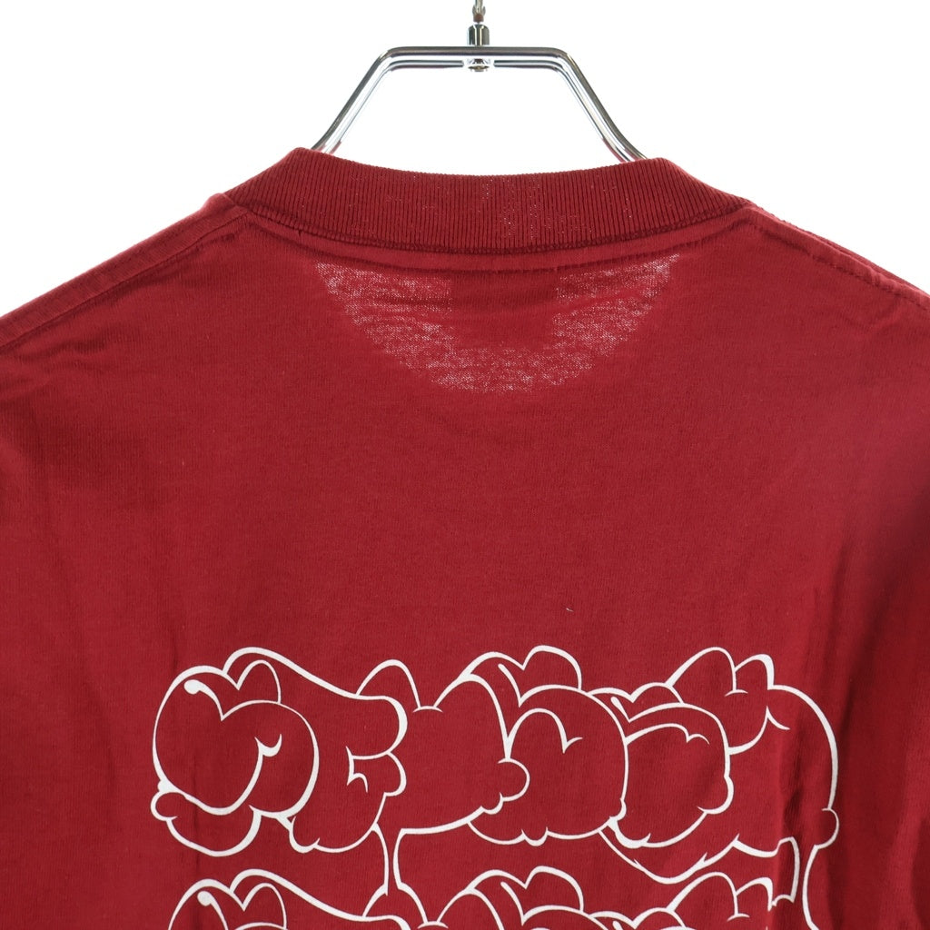 STUSSY(ステューシー) 00S OLD デッドストック 紺タグ ドリップ グラフィックプリント クルーネック半袖Tシャツカットソー レッド