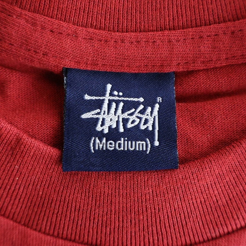 STUSSY(ステューシー) 00S OLD デッドストック 紺タグ ドリップ グラフィックプリント クルーネック半袖Tシャツカットソー レッド