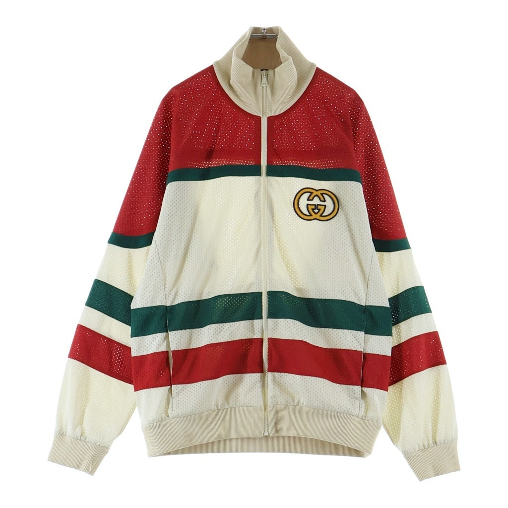 GUCCI(グッチ) Mesh Fabric Zip Jacket メッシュファブリック ジップジャケット ジップアップブルゾン ホワイト/レッド 737369 XJFFK