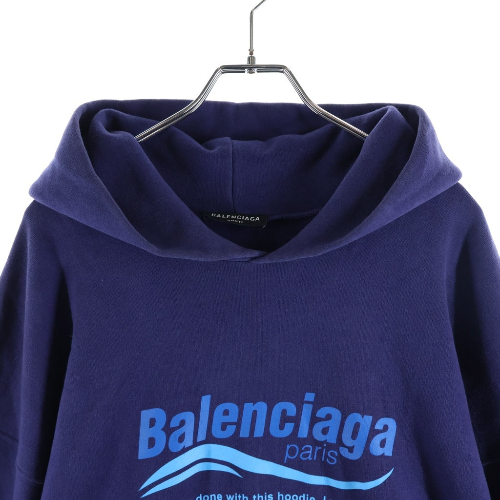 BALENCIAGA(バレンシアガ) Dry Cleaning Boxy Hoodie ドライクリーニング ボクシーフーディー プルオーバーパーカー ネイビー 661711 TKVF9