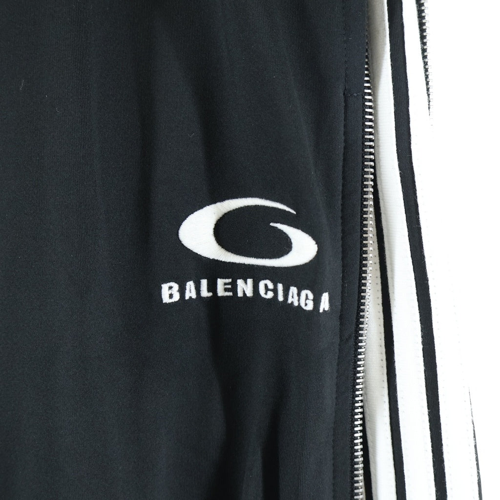 BALENCIAGA(バレンシアガ) ロゴ刺繍 ナイロン サイドジップ トラックパンツ ブラック 837515