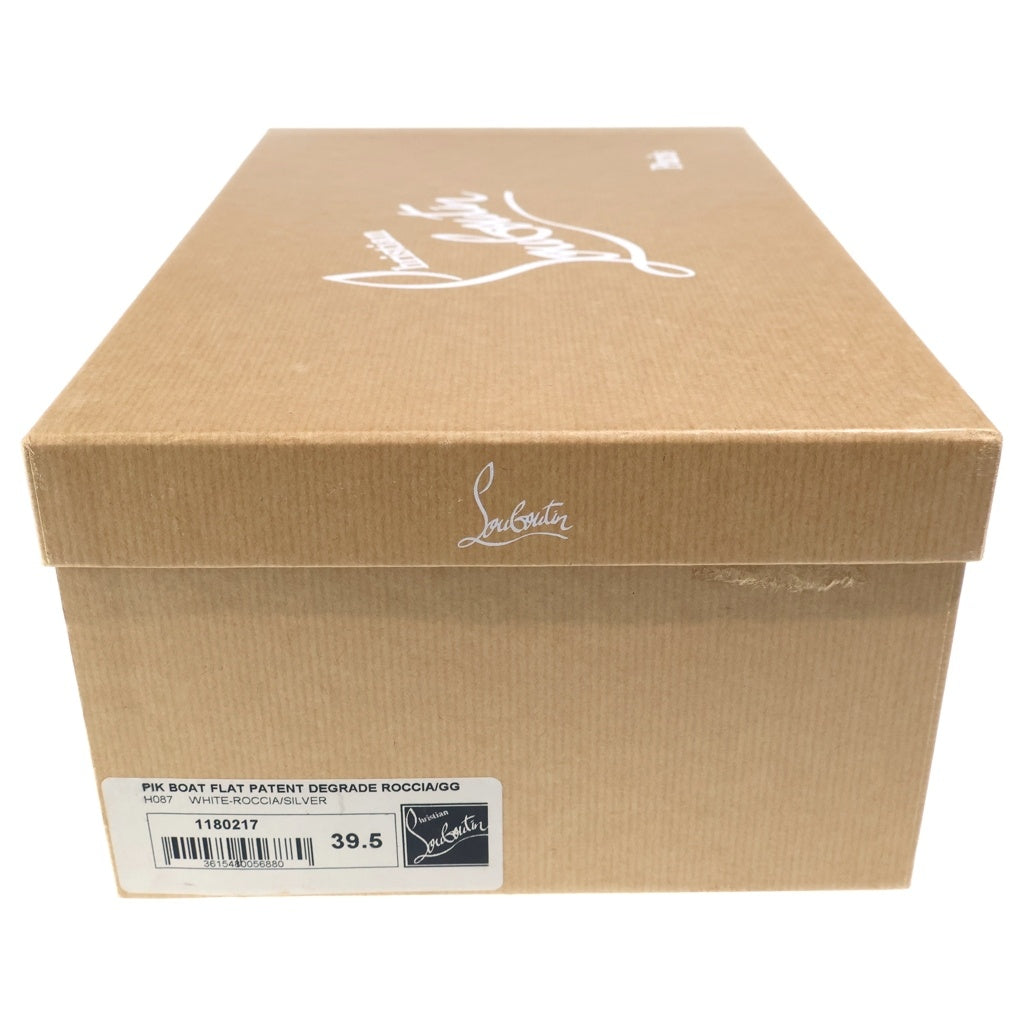 CHRISTIAN LOUBOUTIN(クリスチャンルブタン) Pik Boat ピックボート パイソンプリント スパイクスタッズ パテントレザー ローカットスニーカー スリッポン ホワイト レディース