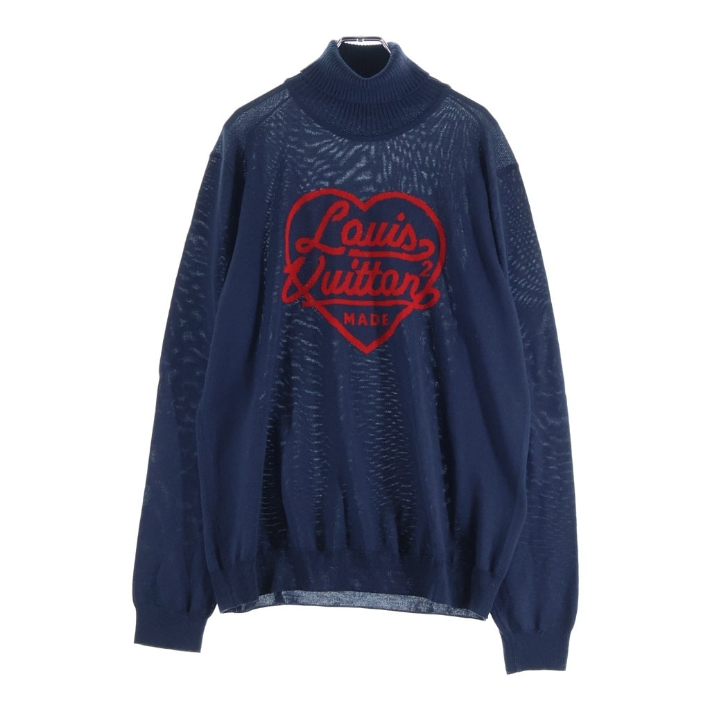 LOUIS VUITTON(ルイヴィトン) 22SS ×NIGO インタルシアハート ロゴ ウール ハイネック ニット セーター ネイビー RM221M ZLL HMN05W