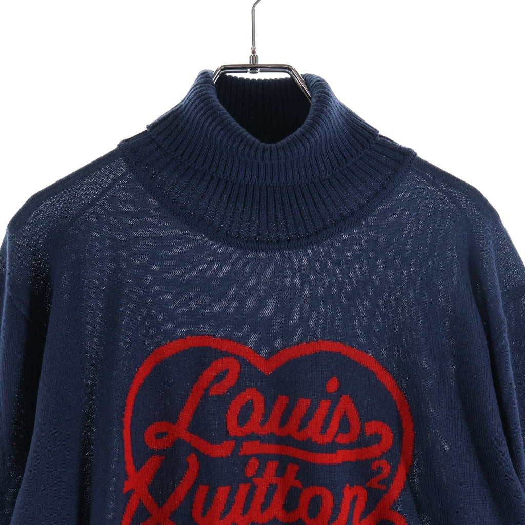LOUIS VUITTON(ルイヴィトン) 22SS ×NIGO インタルシアハート ロゴ ウール ハイネック ニット セーター ネイビー RM221M ZLL HMN05W
