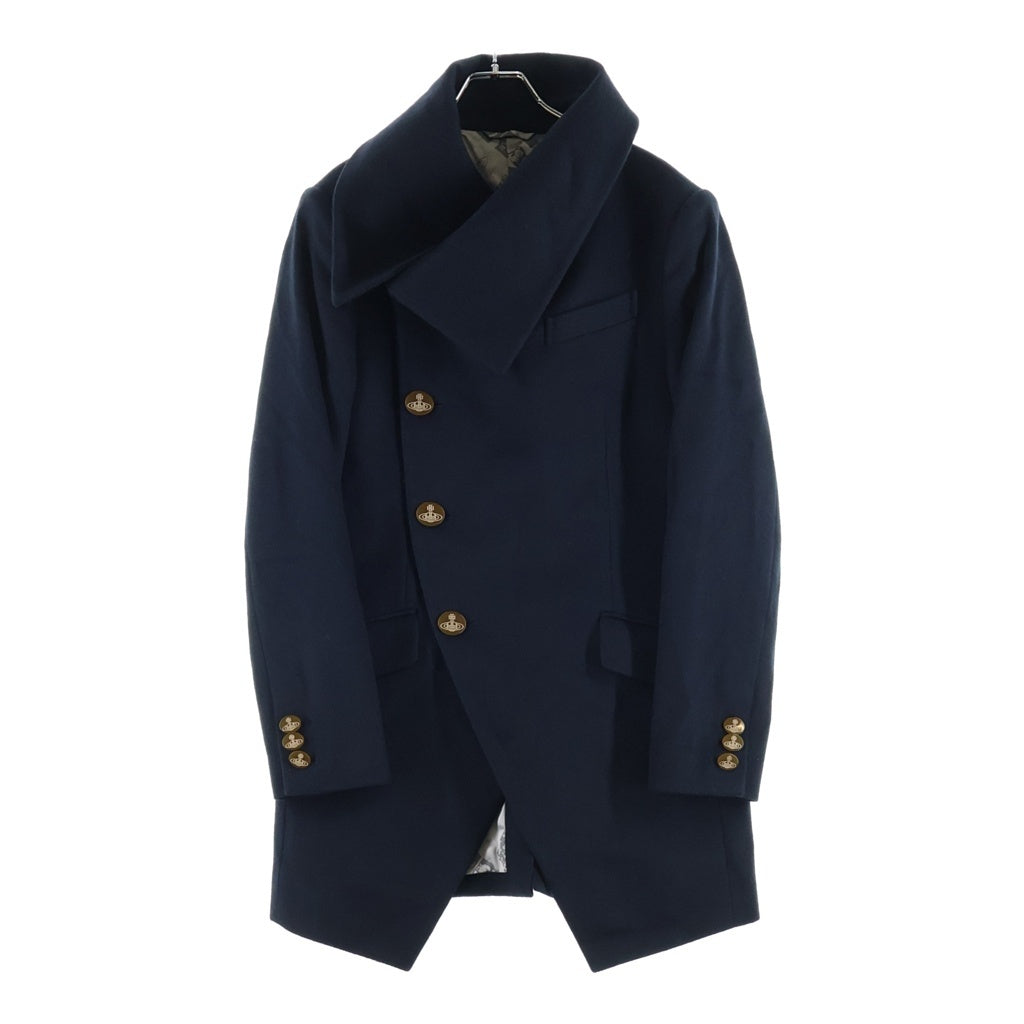 Vivienne Westwood MAN(ヴィヴィアンウエストウッドマン) 裏地ストーンヘンジ 4B 変形ウール コート ジャケット ブラック VM-MH-83818