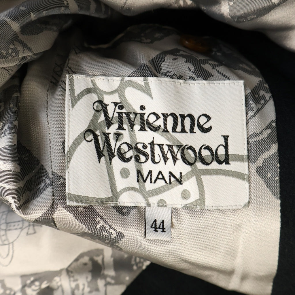 Vivienne Westwood MAN(ヴィヴィアンウエストウッドマン) 裏地ストーンヘンジ 4B 変形ウール コート ジャケット ブラック VM-MH-83818